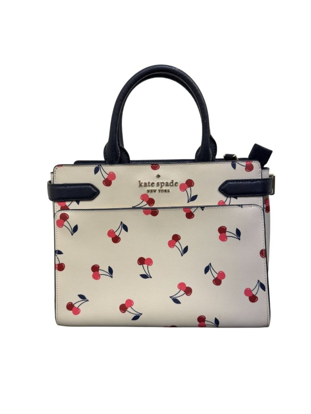 Kate Spade New York Cherry Print Satchel Crossbody Bag In Navy & Cream